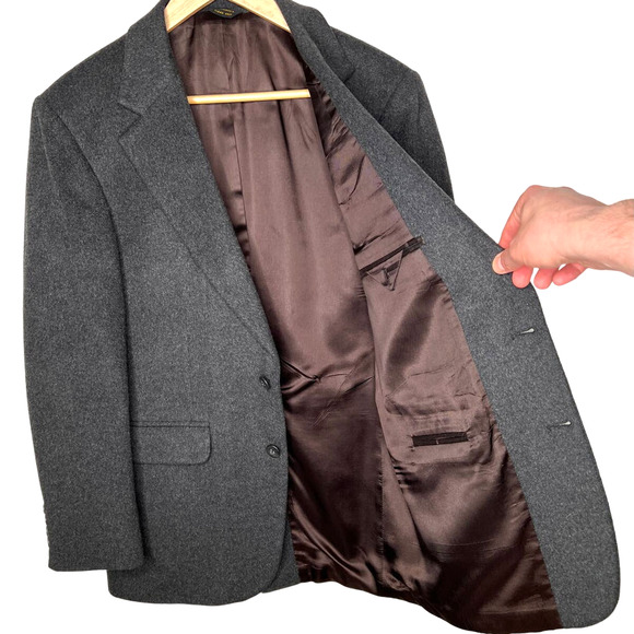 Huckberry Vintage 38R Luxury CAMEL HAIR 2 Button Blazer $450 Wool Jacket Gray - Picture 4 of 10
